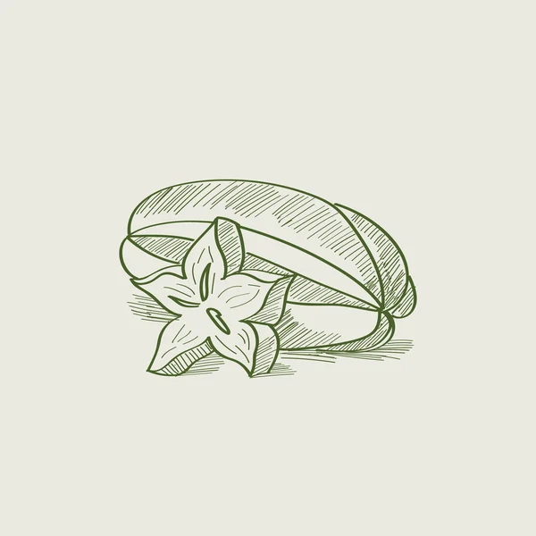 Vintage tekening van carambola 's. — Stockvector