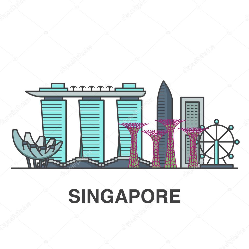 ᐈ Singapore Skyline Stock Vectors Royalty Free Singapore Skyline Illustrations Download On Depositphotos