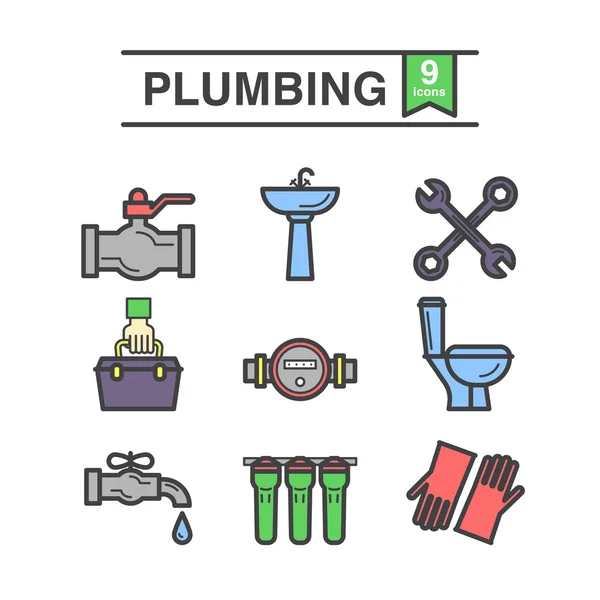 Plumbing set icons. — Stock Illustration Plumbing set icons. Royalty Free Stock Illustrations
