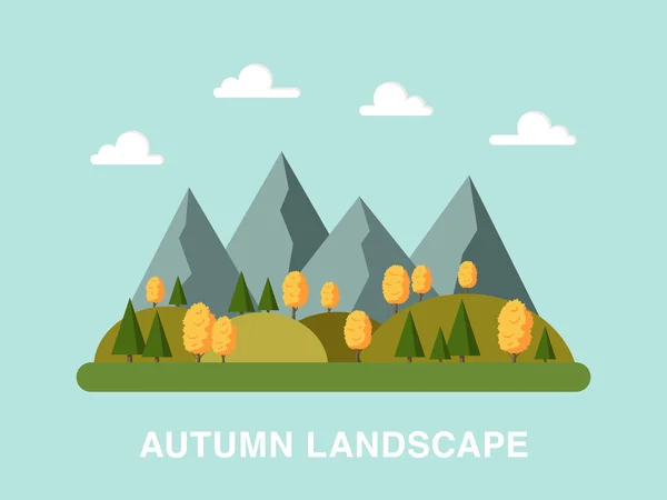 Autumn landscape made in flat style rectangular composition. — Stock Vector