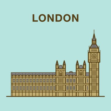 Ünlü Londra Big Ben illüstrasyon inşaat.