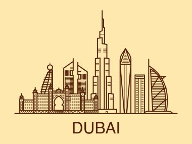 Ünlü Dubai hattı sanat halat sıcak renkler içinde binaların.