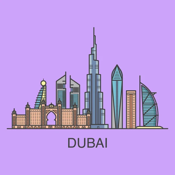 Dubai city landscape square composition. — Stock Vector