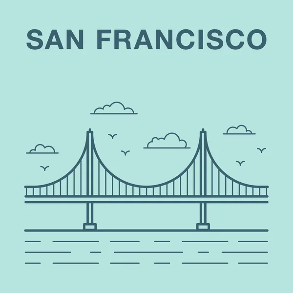 San Francisco Golden Gate bridge illustration made in line art s — Stock Vector