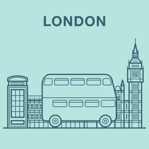 Illustration de la ville de Londres réalisée dans le style line art — Image vectorielle