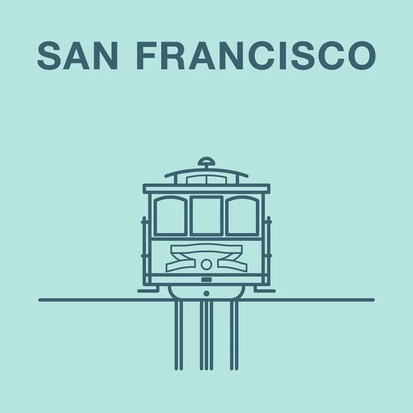 Illustration de téléphérique de San Francisco réalisée dans le style line art . — Image vectorielle