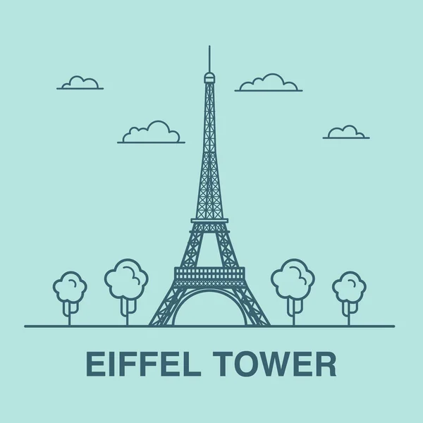 Ilustración de arte lineal de la Torre Eiffel — Archivo Imágenes Vectoriales