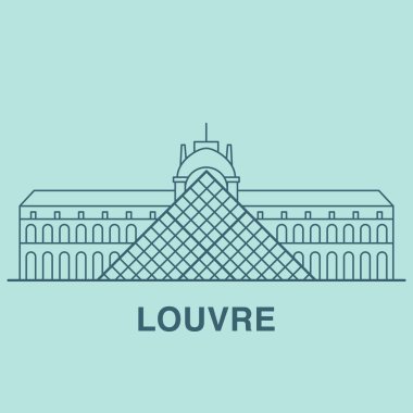 Line art illustration of Louvre. clipart