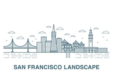 San Francisco manzara vektör çizim.