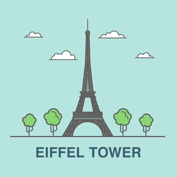 Eiffel tower płaskie ilustracja. — Wektor stockowy