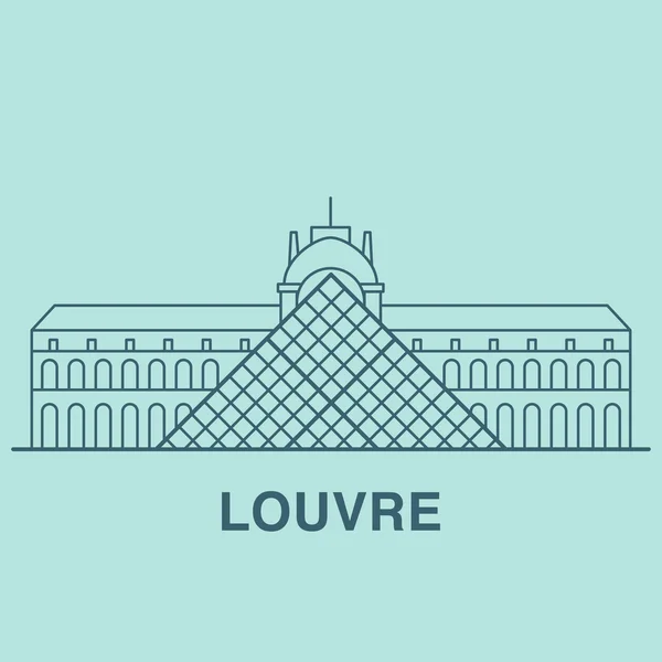 Lijn kunst illustratie van het Louvre. — Stockvector