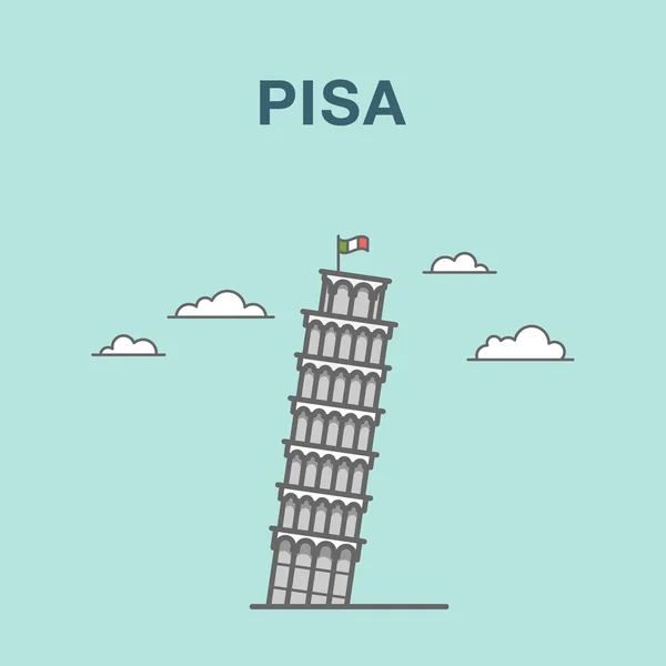 Pisa Inclinado torre plana ilustração . —  Vetores de Stock