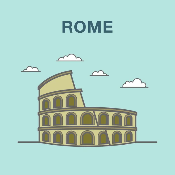 Roma colosseum düz illüstrasyon — Stok Vektör
