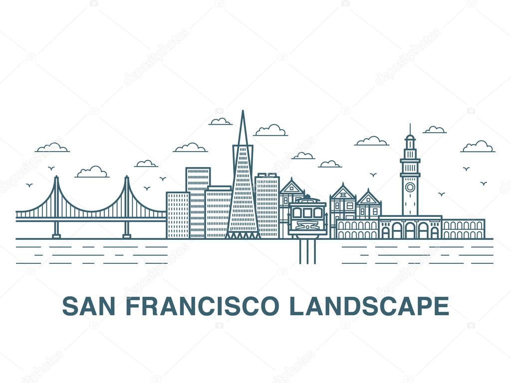 San Francisco landscape vector illustration.