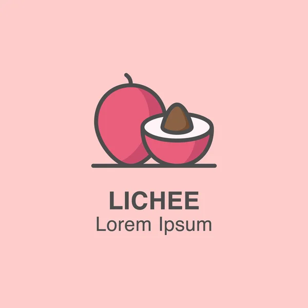 Lichee fruit vector pictogram gemaakt in vlakke stijl — Stockvector