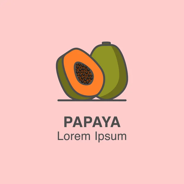 Papaya vektör simge düz tarzı yaptı. — Stok Vektör