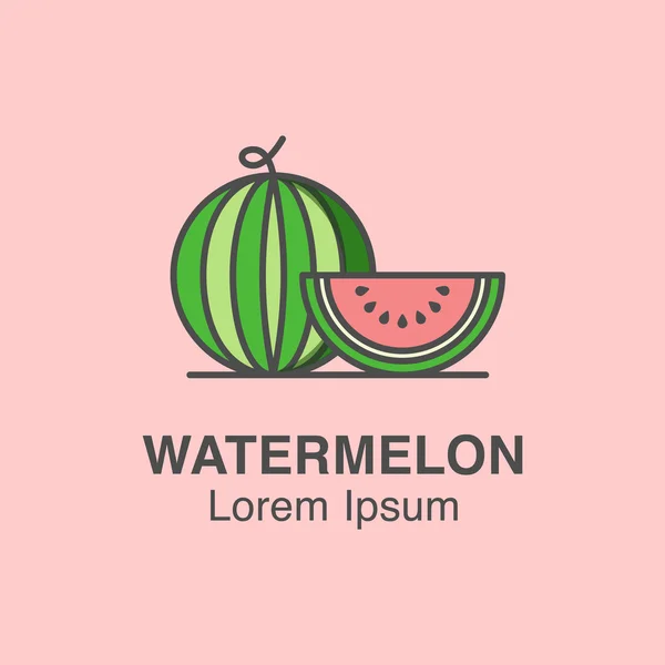 Wassermelonen-Vektorsymbol im flachen Stil. — Stockvektor