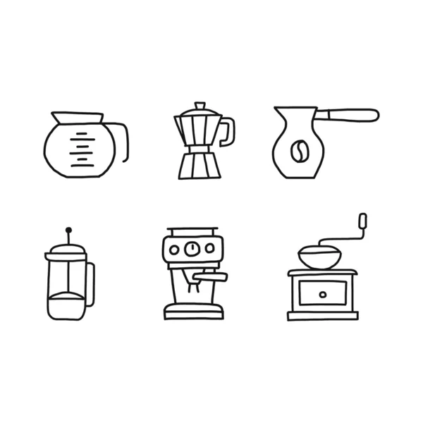 Coffee Machine Set Sketch — Stock Vector