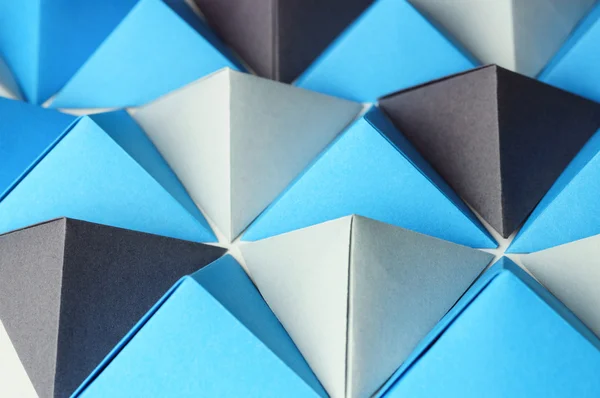 Origami azul y gris pirámides fondo abstracto — Foto de Stock