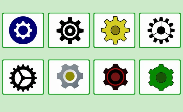 Set Von Einfachen Und Modernen Gear Icon Mit Verschiedenen Stilen — Stockvektor