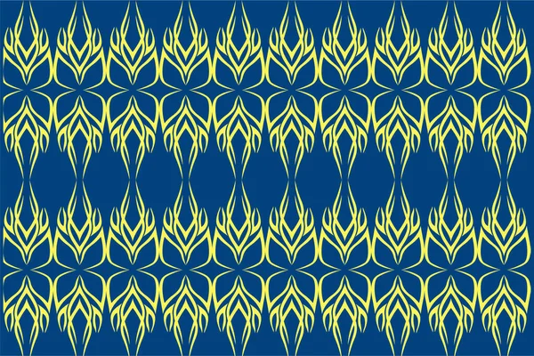 Symmetrisches Ornament Gelbes Muster Isoliert Auf Blauem Hintergrund — Stockvektor