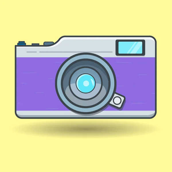 Simple Flat Design Pocket Camera Isolated Yellow Background — Stock Vector