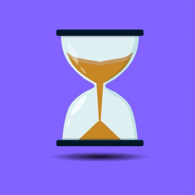 Mavi arkaplanda izole edilmiş basit bir kum saati vektör tasarımı