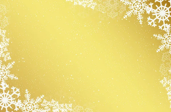 Жовтий Зимовий Фон Сніговим Орнаментом Векторний Дизайн — стоковий вектор