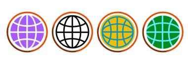 Beyaz arkaplanda izole edilmiş farklı renk ve biçime sahip web tarayıcı simgeleri kümesi