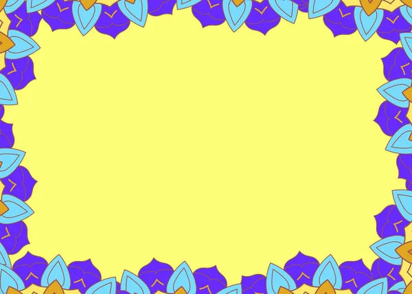 Quadro Ornamento Mandala Colorido Isolado Desenho Vetor Fundo Amarelo — Vetor de Stock