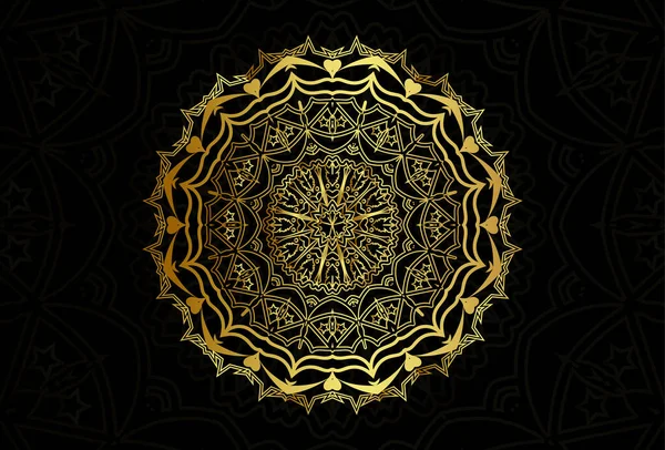 Мандала Орнамент Золотым Градиентным Цветом Изолирован Черном Фоне Векторного Дизайна — стоковый вектор