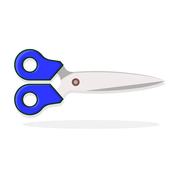 Simple Flat Design Blue Scissor Isolated White Vector Design — Stock Vector