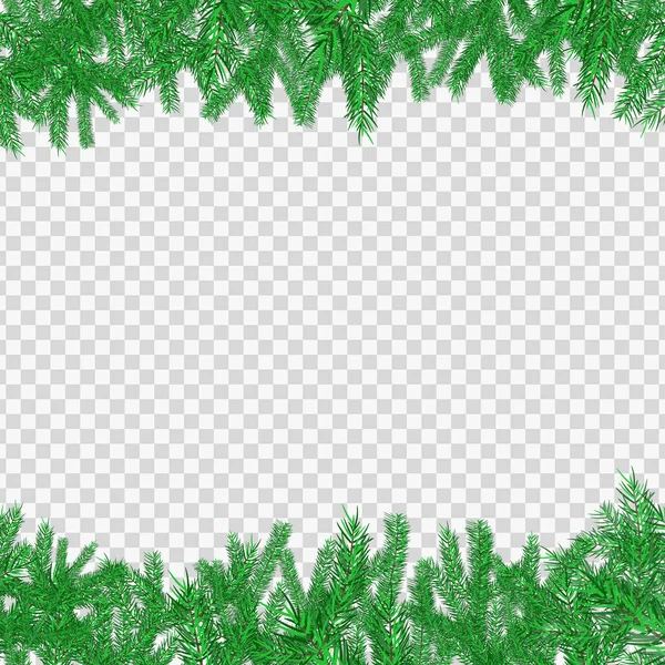 白いベクトル図上の緑のモミのフレームパターン — ストックベクタ