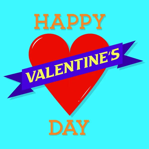 Поздравительная Открытка День Святого Валентина Типографикой Красной Любовью Изолированной Голубом — стоковый вектор