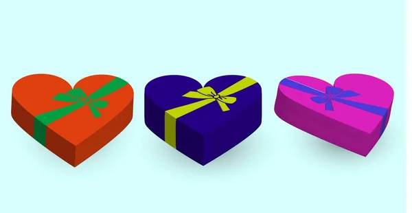 Coloridas Cajas Regalo Amor Con Ilustración Vectores Cinta — Vector de stock