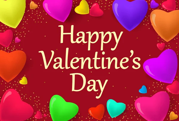 Hermoso Cartel Del Día San Valentín Feliz Pancarta Con Colorido — Vector de stock