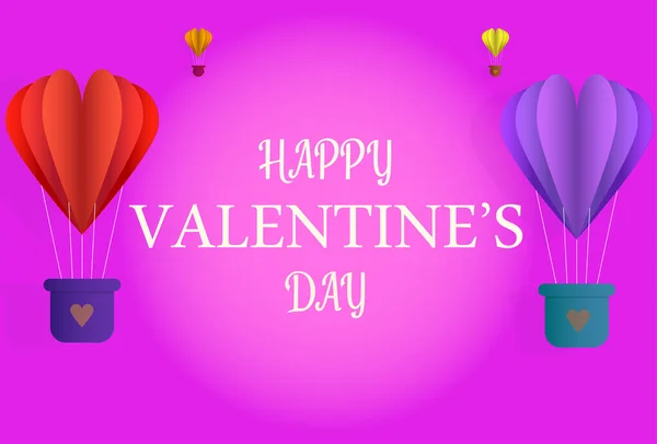 Poster Tipografía San Valentín Feliz Pancarta Con Vuelo Amor Globos — Vector de stock