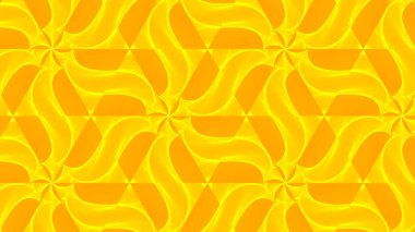 Modern ve zarif sarı simetrik süsleme, turuncu arka planda izole edilmiş soyut arkaplan