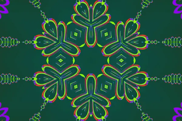 Moderne Bunte Symmetrische Formen Isoliert Auf Grünem Hintergrund Design — Stockfoto
