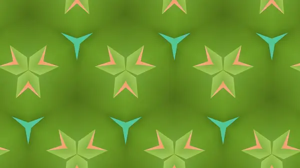 Futuristische Grüne Symmetrische Formen Und Muster Isoliert Auf Gradienten Hintergrunddesign — Stockfoto