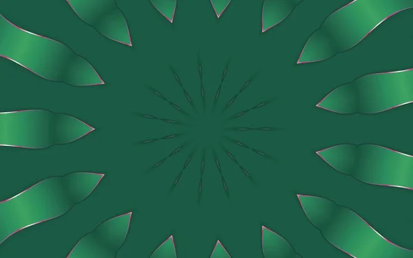 Роскошный Зеленый Симметричный Орнамент Формы Красными Блестящими Полосами Дизайн Фона — стоковое фото