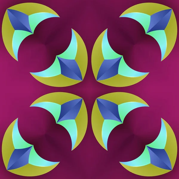 Formas Simétricas Coloridas Futuristas Con Sombra Caída Aislada Concepto Diseño — Foto de Stock