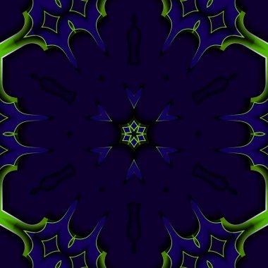 Simetrik 3D şekil efekti, soyut arkaplan tasarımı kavramına sahip zarif mavi ve yeşil arkaplan