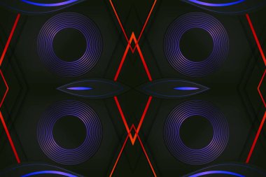 Gradyan siyah arkaplan tasarımı kavramında izole edilmiş simetrik şekillere sahip modern arkaplan