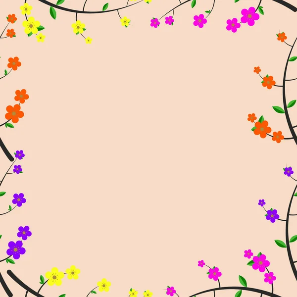 Motif Floral Vectoriel Sans Couture Avec Cadre Floral Sur Fond — Image vectorielle