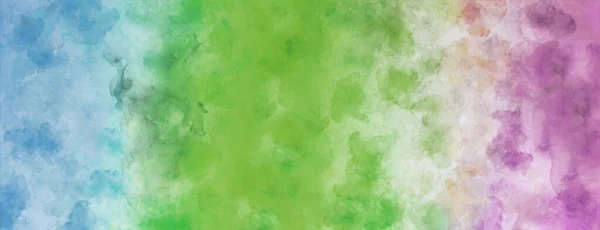 Abstrakt Grön Lila Och Blå Vit Duk Akvarell Stänk Färg — Stockfoto