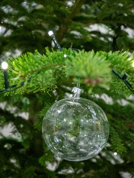 yeşil noel köknar ağacı dallarından sarkan noel balosuyla birlikte yeşil noel ağacı dalları cam yeşil noel ağacı çelenk dalları ile noel ağacı dalları