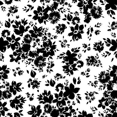 el çizimi siyah ve beyaz papatya vektör deseni
