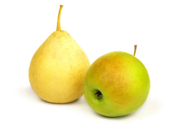 Κίτρινο αχλάδι και πράσινο μήλο. — Φωτογραφία Αρχείου