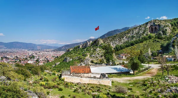 Fethiye Turkije Maart 2021 Zicht Ruïnes Van Fethiye Fort Van Rechtenvrije Stockafbeeldingen